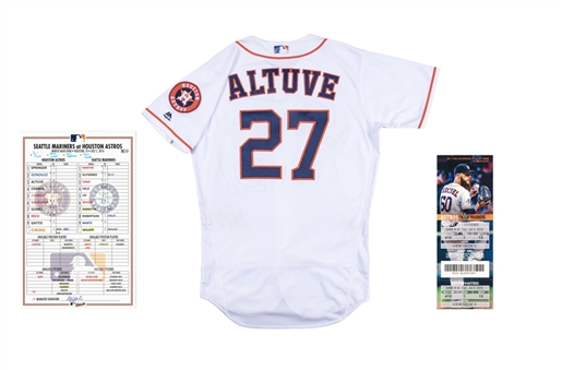 2016 Jose Altuve Game Used Houston Astros Home Jersey Used on 7/5/2016 With Ticket & Lineup Card (MLB Authenticated)